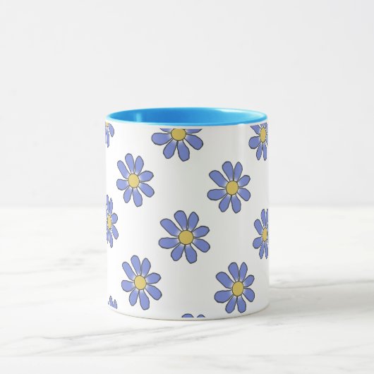 Floral Graphical Romantic Blue Yellow Mok (Midden)