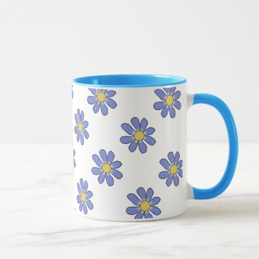 Floral Graphical Romantic Blue Yellow Mok (Rechts)
