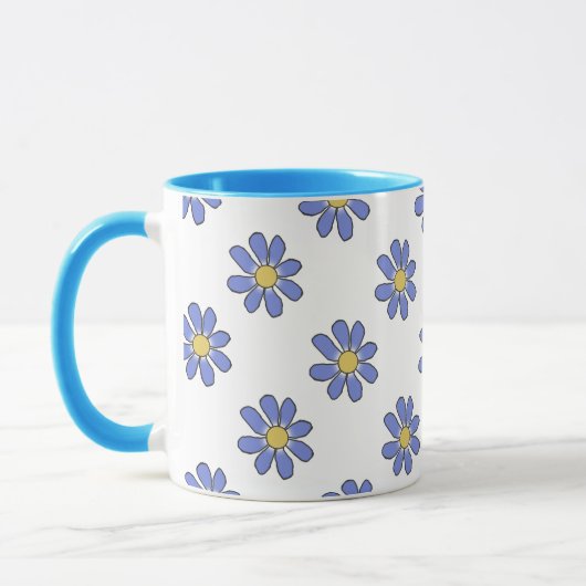 Floral Graphical Romantic Blue Yellow Mok (Links)