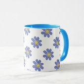 Floral Graphical Romantic Blue Yellow Mok (Voorkant rechts)