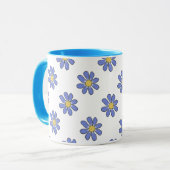Floral Graphical Romantic Blue Yellow Mok (Voorkant links)