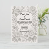 Floral Graphite Photo Wedding Invitation Kaart (Staand voorkant)