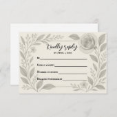 Floral Graphite Wedding RSVP Card (Voorkant / Achterkant)