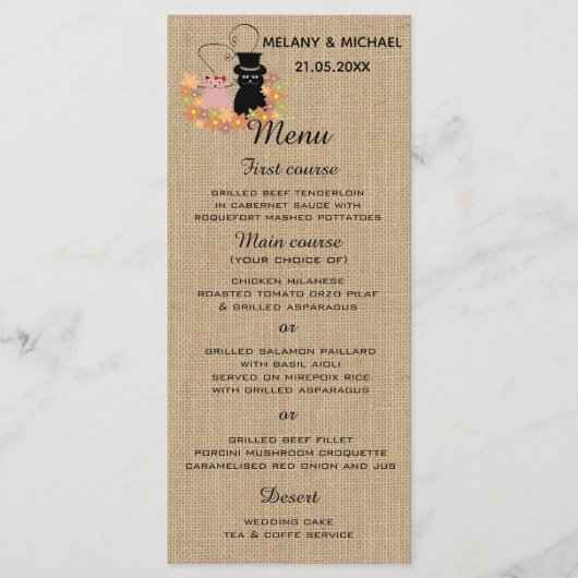 Floral grappige cartoon katten uit de liefde voor  menu (Voorkant)