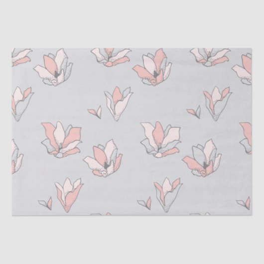 *~* Floral Gray Pink Flowers Artistic Tissuepapier (Voorkant)