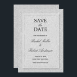Floral Gray Wedding Save The Date<br><div class="desc">Een wit roodomlijnpatroon op een grijze (of om het even welke kleur) achtergrond,  deze sparen de datumkaarten zijn perfect voor uw bruiloft of een andere gelegenheid. Als je van dikker papier houdt,  gebruik je het Mattepapier of voor een schijnvertoning,  het Pearl Shimmer papier. Punten in onze winkel koppelen.</div>