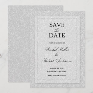 Floral Gray Wedding Save The Date