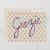 Floral Grazie Dank je Briefkaart (Voorkant / Achterkant)