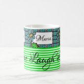 Floral Green and White Stripe Mok (Center)