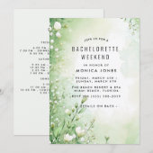 Floral Green Bachelorette Weekend feestuitnodiging Kaart (Voorkant / Achterkant)