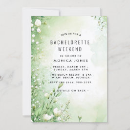 Floral Green Bachelorette Weekend feestuitnodiging Kaart