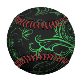Floral Green Baseball