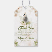 Floral Green & Beige Islamitische bruiloft Dank u  Cadeaulabel (Voorkant)