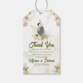 Floral Green & Beige Islamitische bruiloft Dank u  Cadeaulabel