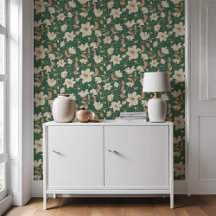 Floral Green Beige Lily Botanisch Patroon