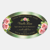 Floral Green Black Gold Product Labels roze rozen  (Voorkant)