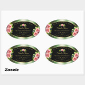 Floral Green Black Gold Product Labels roze rozen  (Vel)