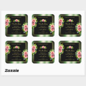 Floral Green Black Gold Product Labels roze rozen  (Vel)