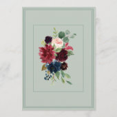 Floral Green Blush Elegant Script Wedding Kaart (Achterkant)