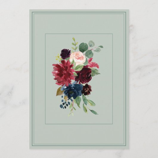 Floral Green Blush Elegant Script Wedding Kaart (Achterkant)