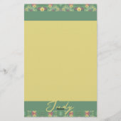 Floral Green Briefpapier (Achterkant)