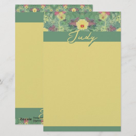Floral Green Briefpapier (Voorkant / Achterkant)