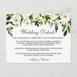 Floral Green bruiloft details invoegen Kaart