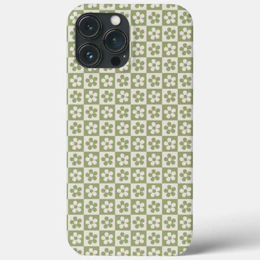 Floral Green Checkered Phone Case Gift for Women (Achterkant)