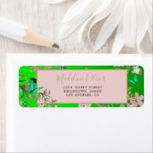 Floral Green Elegant Pink Formal Gold Chinoiserie Etiket (Insitu)