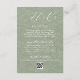 Floral Green Elegant Wedding QR Details Informatiekaartje