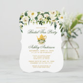 Floral Green en Gold Bridal Tea Party Invite Kaart (Staand voorkant)