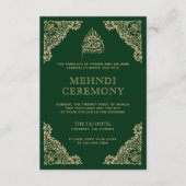 Floral Green en Gold Islamic Muslim Mehndi Informatiekaartje (Voorkant)