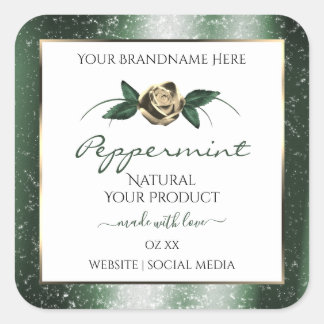 Floral Green en Gold Lijst White Product Labels