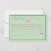 Floral Green en Mauve Wedding Bedankkaart (Voorkant)