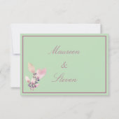 Floral Green en Mauve Wedding Bedankkaart (Achterkant)