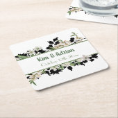 Floral Green en White Kartonnen Onderzetters (Schuin)