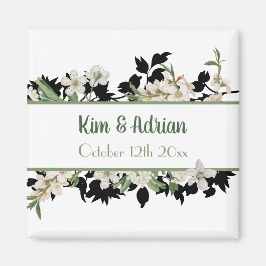 Floral Green en White Magneet (Voorkant)