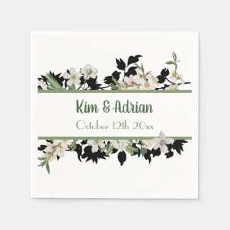 Floral Green en White Servet
