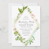 Floral Green Foliage Graduage Party Invitation Kaart (Voorkant)