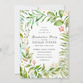 Floral Green Foliage Graduage Party Invitation Kaart (Voorkant)