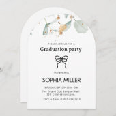 Floral Green Foliage Graduation Party Kaart (Voorkant / Achterkant)