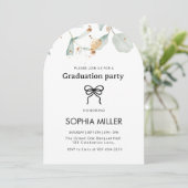 Floral Green Foliage Graduation Party Kaart (Staand voorkant)