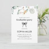 Floral Green Foliage Graduation Party Kaart (Staand voorkant)