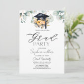Floral Green Foliage Graduation Party Kaart (Staand voorkant)