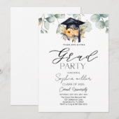 Floral Green Foliage Graduation Party Kaart (Voorkant / Achterkant)