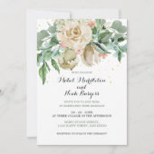 Floral Green Foliage Neutrale Kleur Elegant Roos Kaart (Voorkant)
