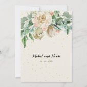 Floral Green Foliage Neutrale Kleur Elegant Roos Kaart (Achterkant)