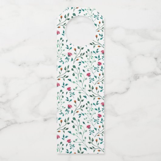 Floral & Green Foliage Pattern | Tabelnummer Flessenhanger (Achterkant)