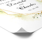 Floral Green Foliage Weddenschap Welkomstteken Poster (Hoek)