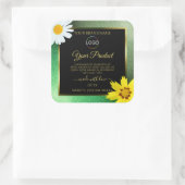 Floral Green Glitter Black Gold Product Label Logo (Tas)